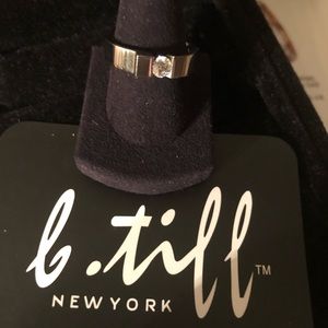 BRAND NEW B TIFF STAINLESS STEEL & SWAROVSKI RING
